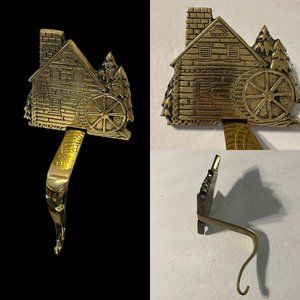 Brass Iron Christmas Stocking Holder Christmas Cabin  Tree Water Wheel vogelzang